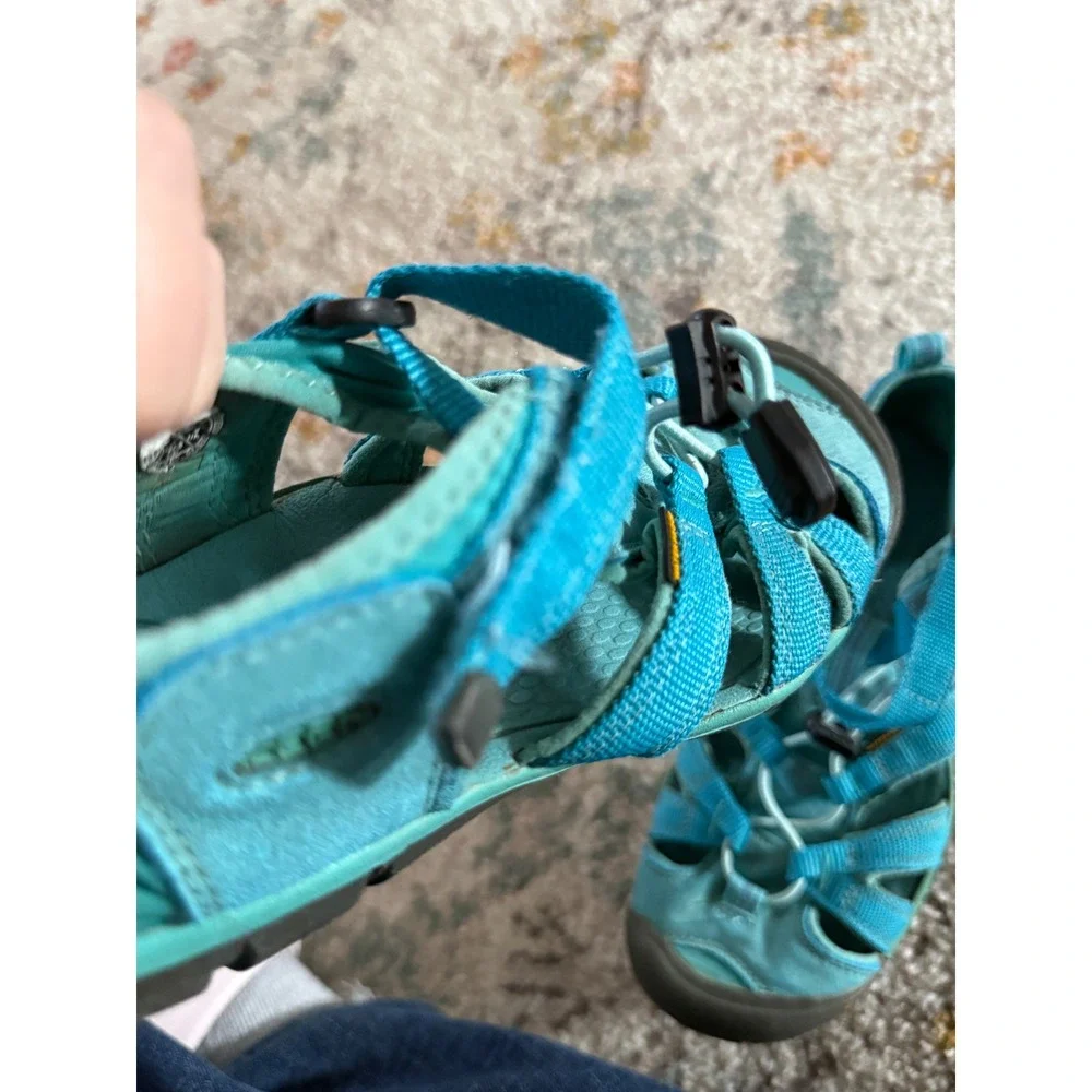 Keen CNX Kids Waterproof Sport Sandals Turquoise Blue 5 Big Kids Bungee‎ Lace